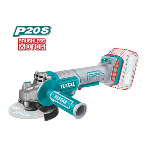 Amoladora Angular Brushless a Batería TOTAL 20V 115mm 1000W Interruptor Palanca Sin Batería TAGLI211156
