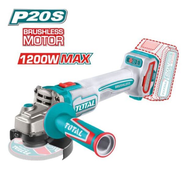 Amoladora Angular Brushless a Batería TOTAL 20V 125mm 1200W Sin Batería TAGLI221253