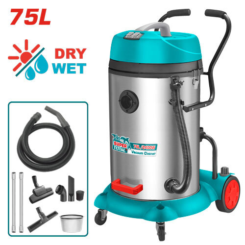 Aspirador Industrial Profesional con Cable TOTAL 2400W 75L Seco y Húmedo Alta Capacidad TVC24751