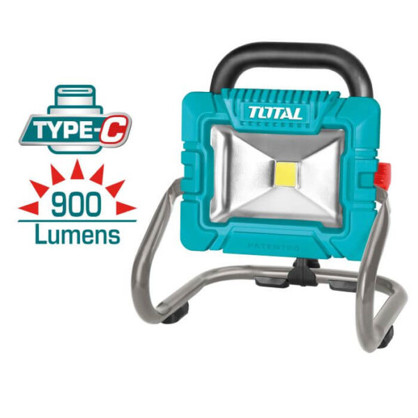Foco LED Recargable TOTAL 3.6V 5Ah Batería Integrada Gancho Colgar TRLF4415
