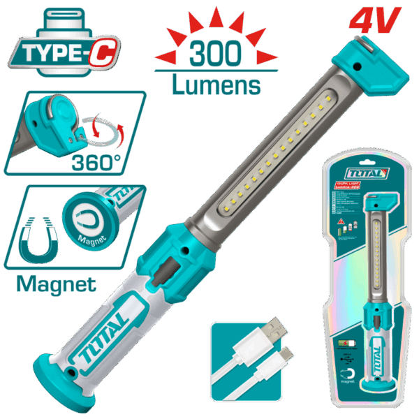 Lámpara LED Recargable USB TOTAL Portátil Diseño Compacto TWLI043006
