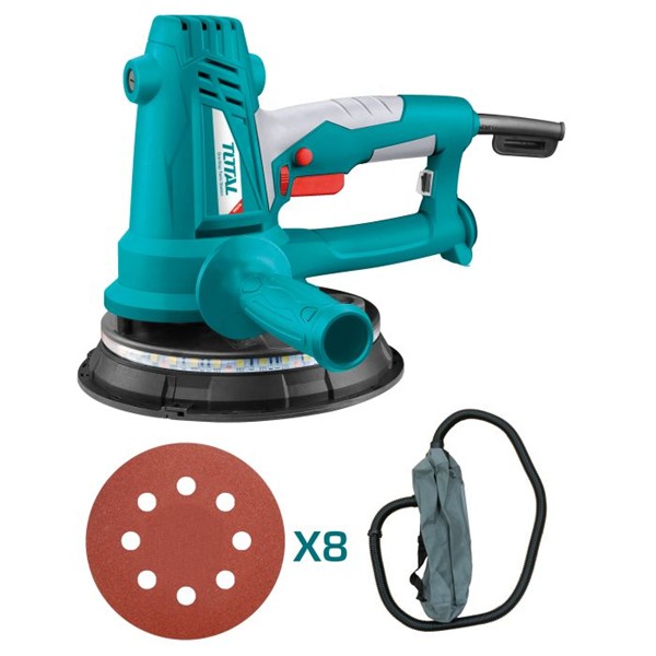 Lijadora de Pared y Hormigón con Cable TOTAL 750W 180mm 8 Discos + Bolsa Polvo TDWS7501