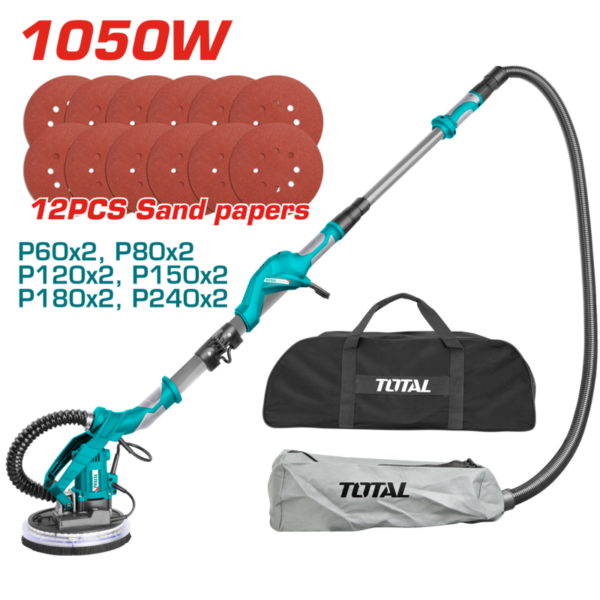 Lijadora de Pared y Techo Telescópica con Cable TOTAL 1050W 225mm Barra Extensora TWS10501