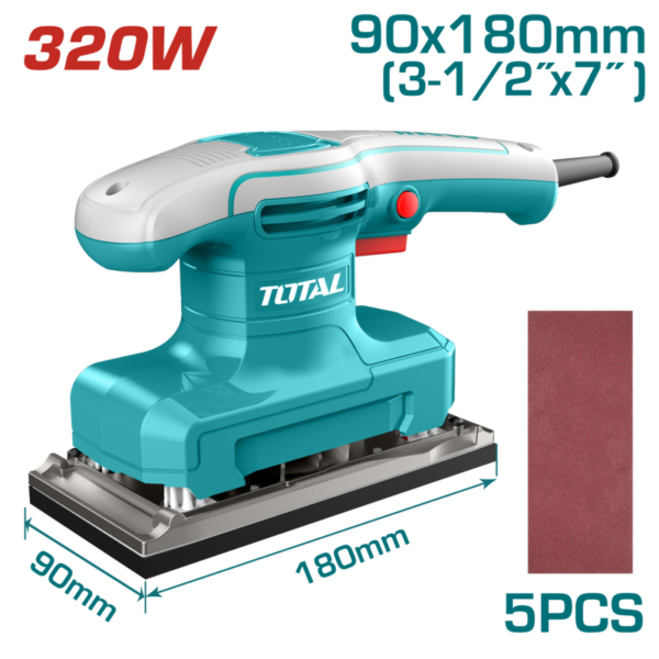 Lijadora Excéntrica con Cable TOTAL 320W Base Aluminio 14000rpm TF1301836