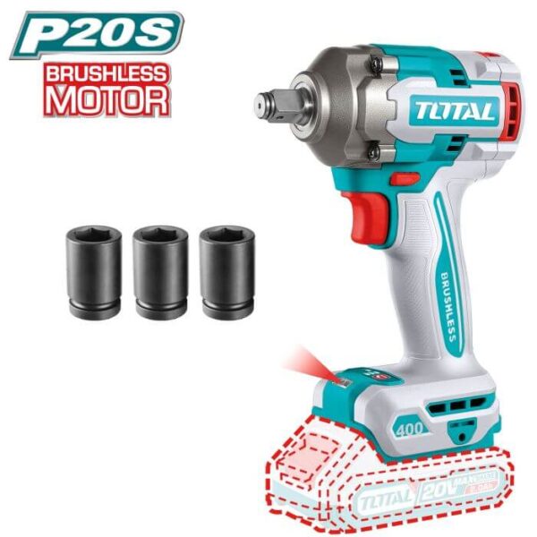 Llave de Impacto Brushless a Batería TOTAL 20V 1/2" Sin Batería