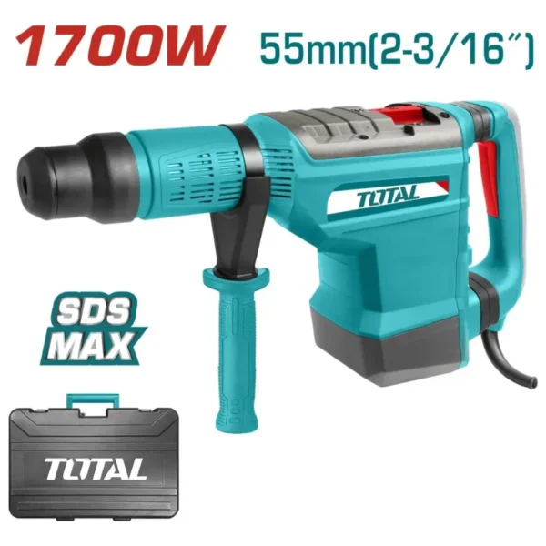 Martillo Combinado Demoledor con Cable TOTAL 1700W 19J SDS Max Antivibración Profesional TH117556