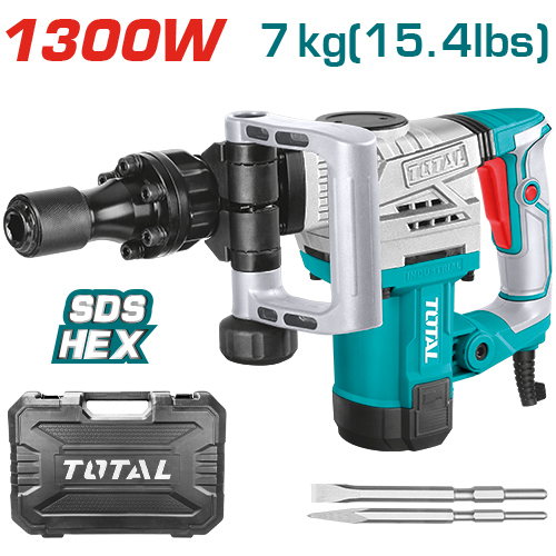 Martillo Picador con Cable TOTAL 1300W 20J Sistema HEX 17 Profesional TH2130016