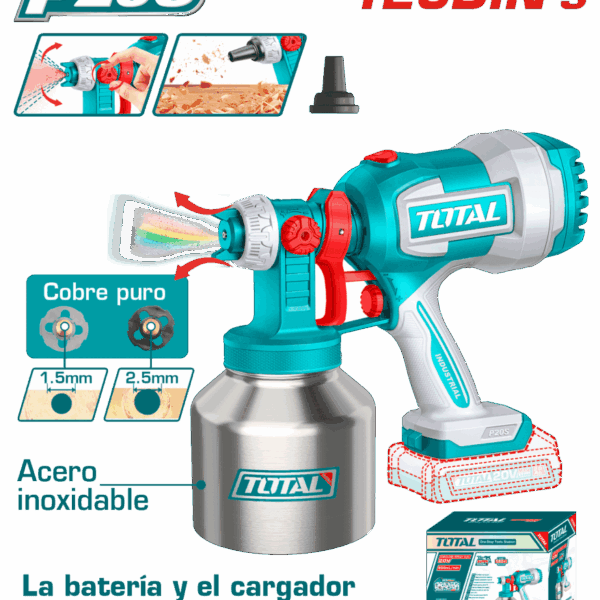 Pistola de Pintura a Batería TOTAL 20V 800ml Compacta Sin Batería TSPLI200152