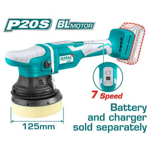 Pulidora Rotorbital Brushless a Batería TOTAL 20V 125mm 2000-4800rpm Sin Batería TAPLI2002