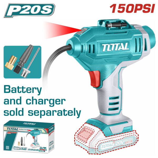 Compresor a Batería TOTAL 20V 150psi 10 Bar Portátil Sin Batería TACLI2018E