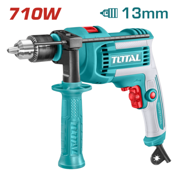 Taladro Percutor con Cable TOTAL 710W 13mm Ligero TG1071366E
