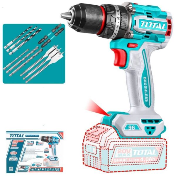 Taladro Percutor Brushless a Batería TOTAL 20V 96Nm Sin Batería TIDLI209681