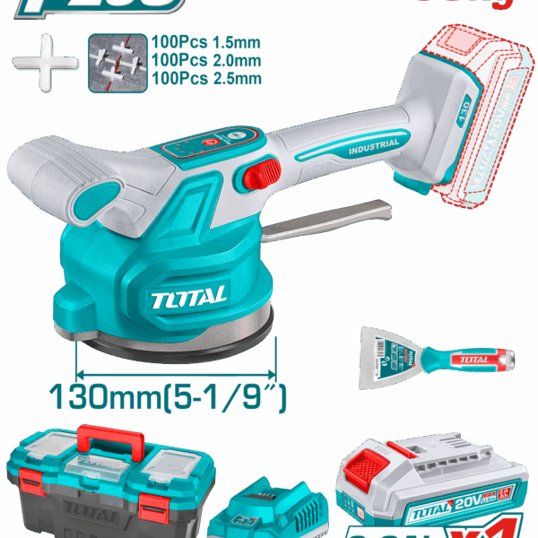 Kit Ventosa Vibradora a Batería TOTAL 20V 8 Pulgadas + Batería + Cargador TTVLI2008E