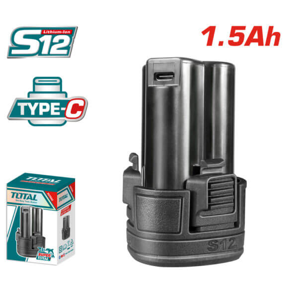 Batería Litio TOTAL 12V 1.5Ah Compatible Taladros 12V TBLI12153E