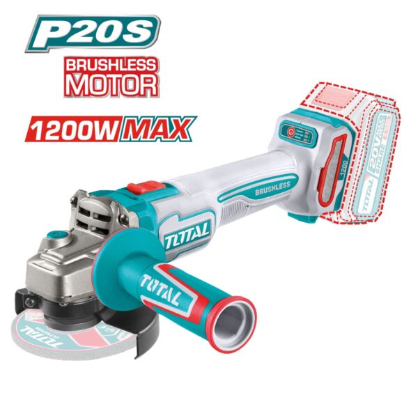 Amoladora Angular Brushless a Batería TOTAL 20V 115mm 1200W Sin Batería TAGLI221153