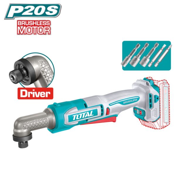 Llave Carraca Impacto Angular Brushless a Batería TOTAL 20V 80Nm 1/4" Hex Sin Batería TAIRLI2081