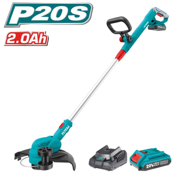Kit Cortabordes a Batería TOTAL 20V 300mm Cabezal 5 Posiciones + Batería 2Ah + Cargador TGTLI203285