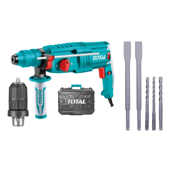 Martillo Combinado con Cable TOTAL 800W 2.5J SDS Plus 26mm Portabrocas Intercambiable TH308268-2