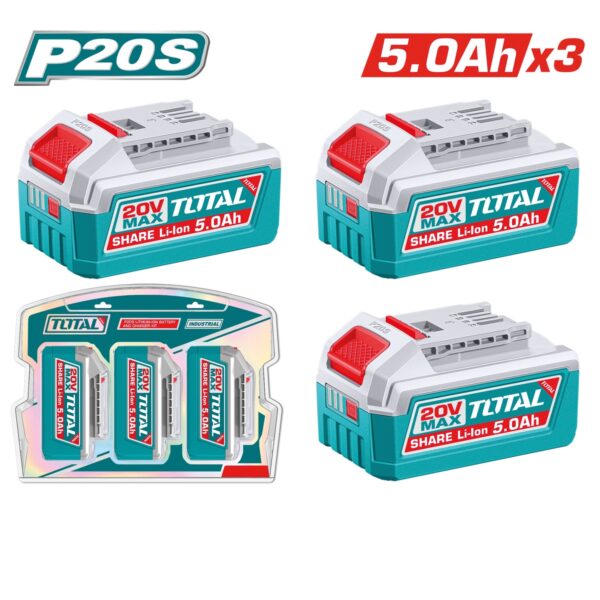 Pack 3 Baterías TOTAL 20V 5Ah Máxima Autonomía Plataforma P20S TOSLI251198E