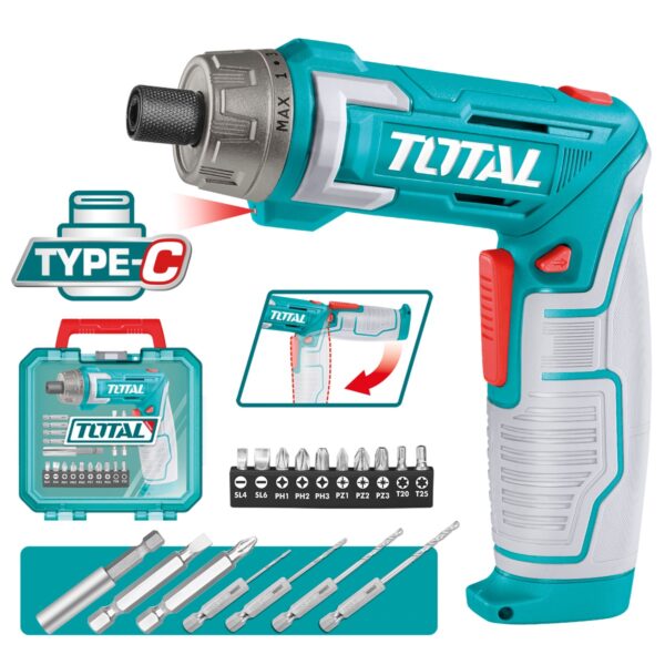 Atornillador Articulado a Batería TOTAL 8V 15 Posiciones de Apriete Batería Integrada TSDLI08025